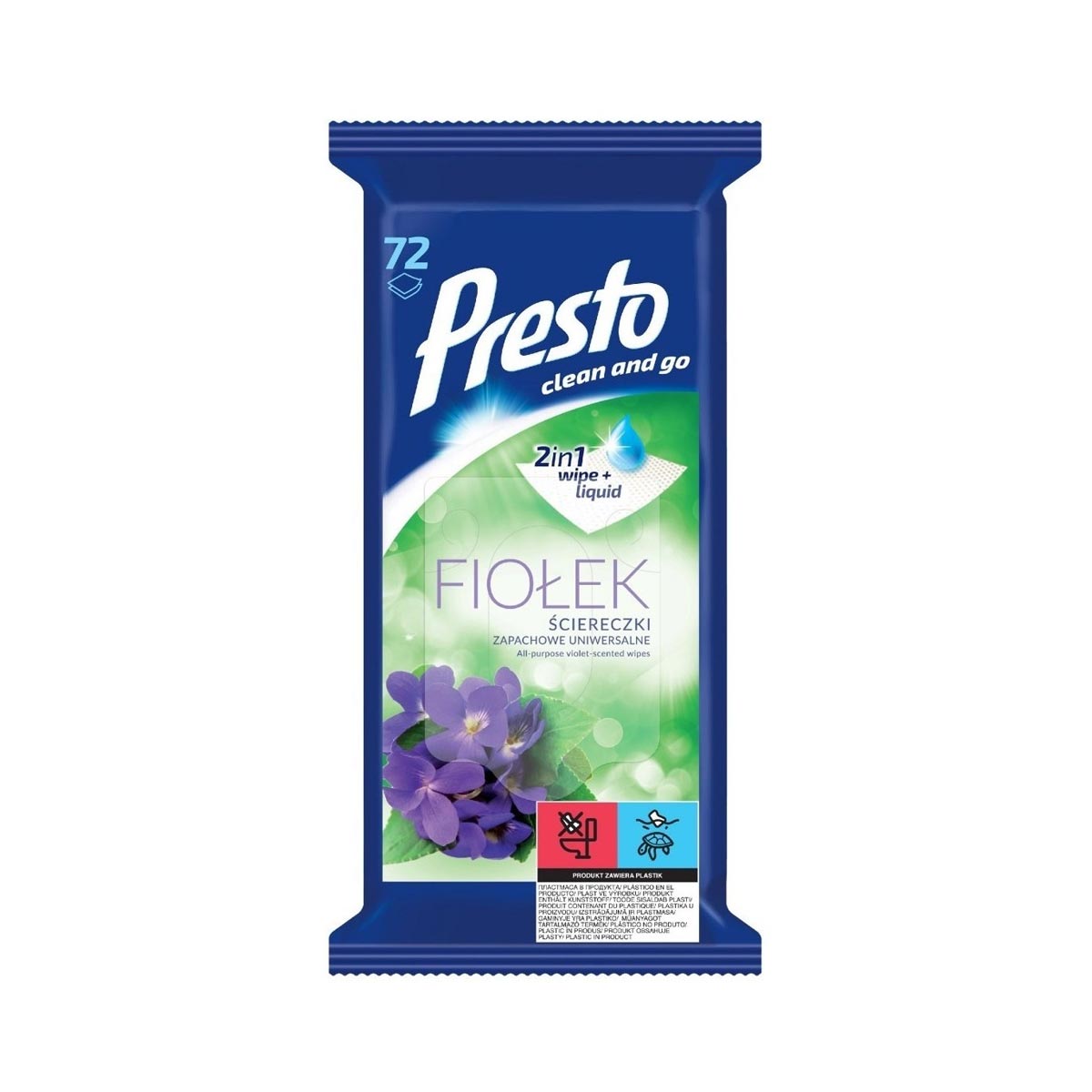 PRESTO CLEAN vlhčené utierky - FIOLEK 72 ks