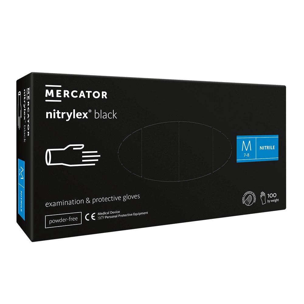 MERCATOR jednorázové rukavice NITRYLEX black 100 ks - veľkosť M 