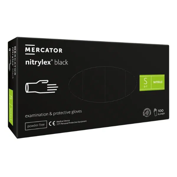 MERCATOR jednorázové rukavice NITRYLEX black 100 ks - veľkosť S