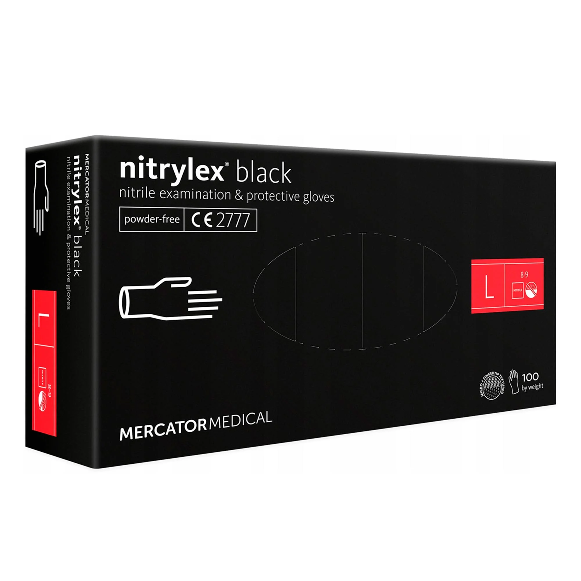 MERCATOR jednorázové rukavice NITRYLEX black 100 ks - veľkosť L