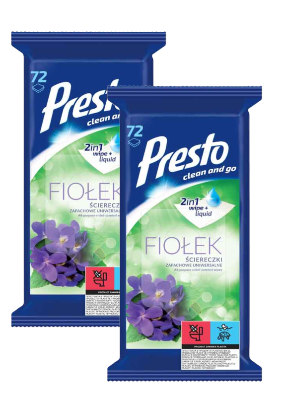 PRESTO CLEAN vlhčené utierky - FIOLEK 72 ks (2 ks)