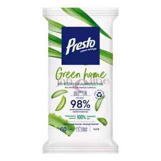 PRESTO CLEAN Green Home vlhčené utierky s ALOE VERA - pre rôzne povrchy 60 ks